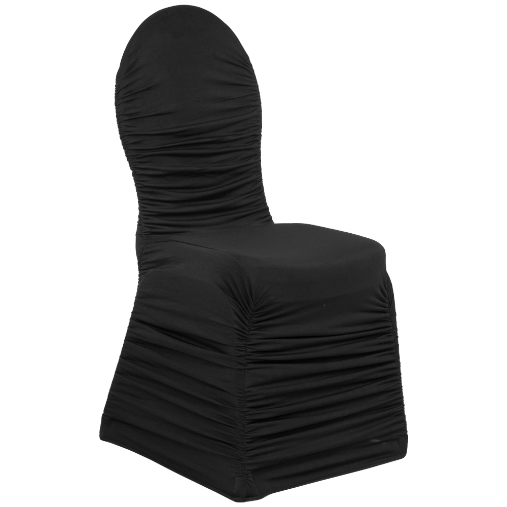 Ruched Fashion Spandex Banquet Chair Cover – Black – StatiX Event