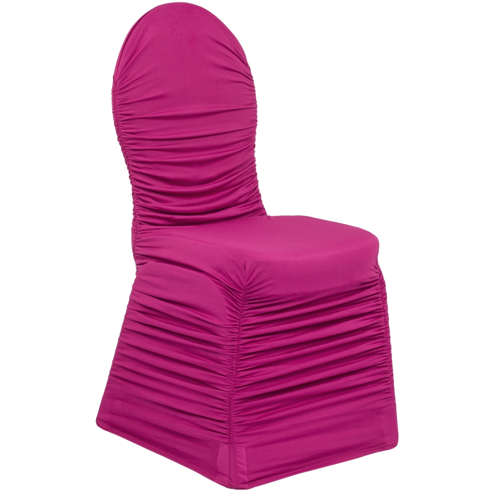Ruched Fashion Spandex Banquet Chair Cover – Fuchsia – StatiX
