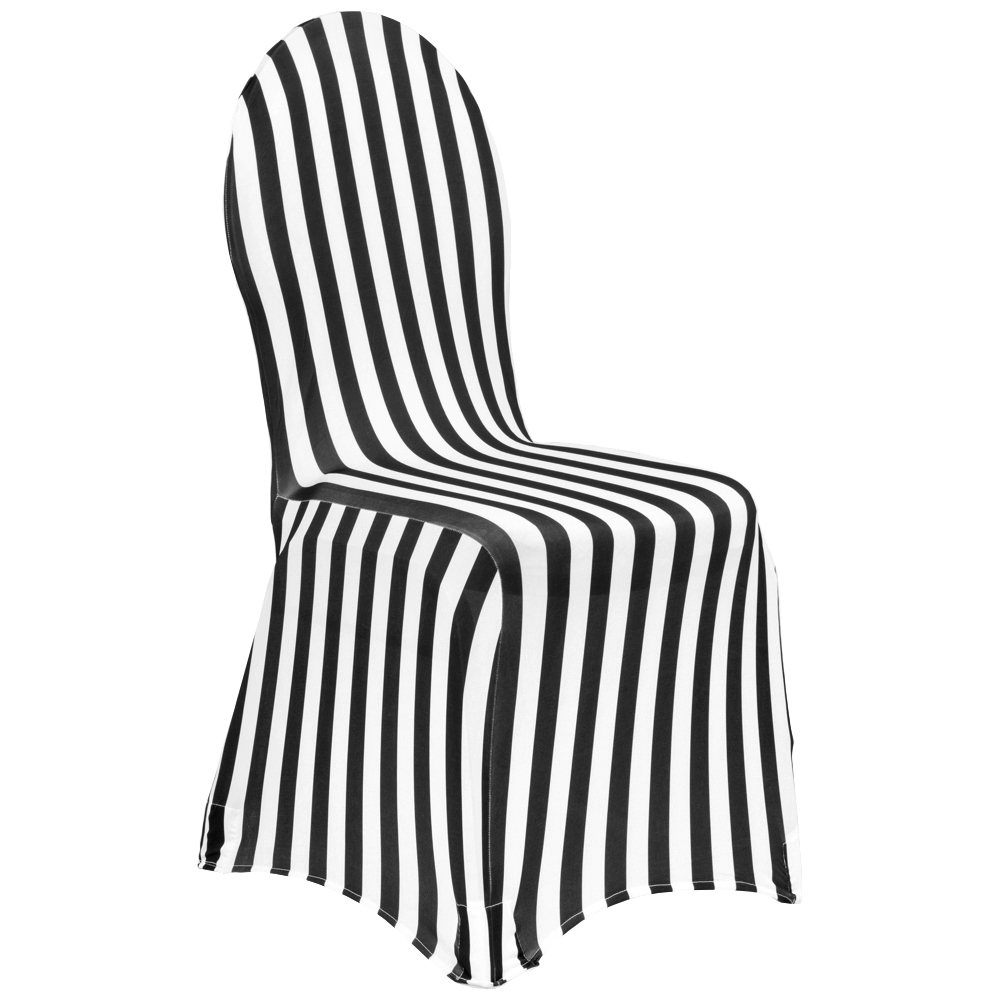 Stripe Spandex Banquet Chair Cover – Black & White – StatiX Event Rentals